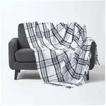 Plaid Schottenmuster-&Uuml;berwurf, schwarz/wei&szlig;, 255 x 360 cm, Homescapes schwarz...