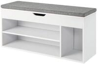 COSTWAY Schuhbank, 3 F&auml;cher, mit Klappdeckel, Sitzkissen, 104 x 30 x 48 cm
