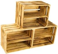 Kistenkolli Altes Land Allzweckkiste 3x Schuhschrank Schuhregal geflammt Holz...