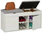 relaxdays Schuhbank mit klappbarer Sitzfl&auml;che, Wei&szlig;-Grau