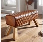 FINEBUY Sitzbank FB54089 Echtleder / Massivholz 89 cm Springbock Flurbank...