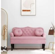 vidaXL Sitzbank, Sitzbank mit Kissen Rosa 120,5x65x75 cm Samt