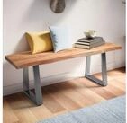 FINEBUY Sitzbank FB100795 Garderobenbank Akazie Massivholz 120 cm Baumkante...