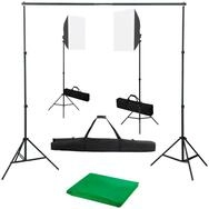 vidaXL Fotohintergrund, Fotostudio-Set mit Softboxen und Hintergrundsystem
