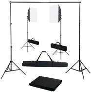 vidaXL Fotohintergrund, Fotostudio-Set mit Softboxen und Hintergrundsystem