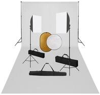 vidaXL Fotohintergrund, Fotostudio-Set mit Softboxen, Hintergrundsystem und...