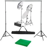 vidaXL Fotohintergrund 500 x 300 cm Fotostudio Set mit Lampen-Set und...