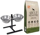 vidaXL Futterspender Futterst&auml;nder und Sch&uuml;ssel mit Hundefutter Silber und...