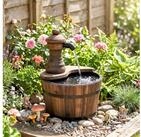 Outsunny Gartenbrunnen Fassbrunnen Wasserfall Holzeimer, 13 cm Breite,...