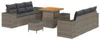vidaXL Loungesofa Gartensofa-set mit Kissen Grau 221 x 204 x 85 cm Poly Rattan