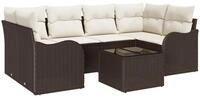 vidaXL Loungesofa Gartensofa-set Braun 55 x 55 x 37 cm Poly-Rattan, 7 Teile