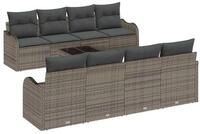 vidaXL Loungesofa Gartensofa-set 9 pcs Grau Poly-Rattan und Stahl und Glas, 9...