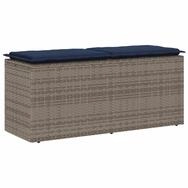 vidaXL Gartenbank Gartenbank mit Kissen Grau 110x40x44 cm Poly Rattan (1-St)