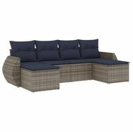 vidaXL Sofaelement 6-teiliges Gartensofa-Set mit Kissen, grau, Polyrattan (1 St)