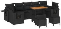 vidaXL Loungesofa Gartensofa-set mit Kissen Schwarz Poly-Rattan