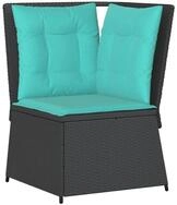 vidaXL Loungesofa Garten-Ecksofa mit Kissen Schwarz Poly-Rattan, 1 Teile