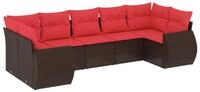 vidaXL Sofaelement 7-teiliges Gartensofa-Set mit Kissen, braun, Polyrattan (1...