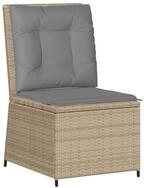 vidaXL Loungesofa Gartensessel mit Liegefunktion und Kissen Beige Poly Rattan, 1