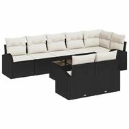 vidaXL Loungesofa Gartensofa-set Schwarz und Creme 55 x 55 x 37 cm Poly-Rattan,...