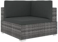 vidaXL Gartenstuhl Sofa-Eckteil mit Kissen Poly Rattan Grau (1 St)
