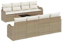vidaXL Loungesofa Gartensofa-set Beige 55 x 55 x 37 cm Poly-Rattan, 9 Teile
