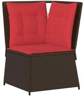 vidaXL Loungesofa Garten-Ecksofa mit Kissen Braun Polyrattan, 1 Teile
