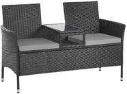 SVITA Gartenbank CHICAGO, 2-Sitzer, Rattanbank, Polyrattan, Schwarz