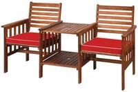 COSTWAY Balkonset, 2 Personen, mit Kissen & Schirmloch, Akazienholz, 350kg