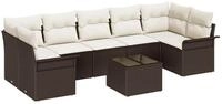 vidaXL Loungesofa Gartensofa-set mit Kissen 8 pcs Braun und Creme Poly-Rattan, 8