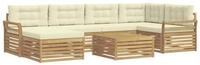 vidaXL Gartenlounge-Set Outdoor-Sofagarnitur 7 Stk. Wei&szlig; und Creme, (7-tlg)