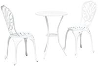 vidaXL Gartenlounge-Set Garten Bistro Set 3 pcs Wei&szlig; Aluminium, (3-tlg)