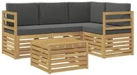 vidaXL Gartenlounge-Set Outdoor-Sofagarnitur 5 pcs Wei&szlig; und Anthrazit 59 x 59...