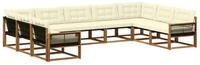 vidaXL Gartenlounge-Set Outdoor-Sofagarnitur mit Kissen 9 pcs Natur und Creme,