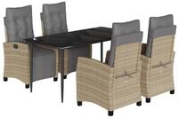 vidaXL Garten-Essgruppe 5-tlg. Garten-Essgruppe mit Kissen Beigemischung Poly...
