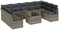 vidaXL Loungesofa Garten-Sofa-Set mit Kissen 10 pcs Grau Poly-Rattan, 10 Teile