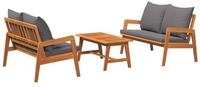 vidaXL Gartenlounge-Set Bistrogarnitur mit Kissen 3 pcs Braun Massivholz,...