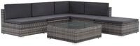 vidaXL Gartenlounge-Set 6-tlg. Garten-Lounge-Set mit Kissen Poly Rattan Grau,...