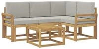 vidaXL Gartenlounge-Set Outdoor-Sofagarnitur 5 pcs Wei&szlig; und Hellgrau 59 x 59 x...