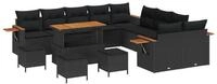 vidaXL Loungesofa Gartensofa-set mit Kissen 18 pcs Schwarz Poly-Rattan, 18 Teile