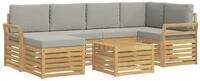 vidaXL Gartenlounge-Set Outdoor-Sofagarnitur 7 pcs Wei&szlig; und Hellgrau Polyester,