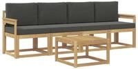 vidaXL Gartenlounge-Set Outdoor-Sofagarnitur mit Kissen 5 pcs Wei&szlig; und...