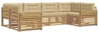 vidaXL Gartenlounge-Set Outdoor-Sofagarnitur 6 Stk. Wei&szlig; und Beige Massivholz,