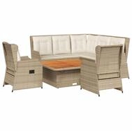 vidaXL Gartenlounge-Set 6-tlg. Garten-Lounge-Set mit Kissen Beige Poly Rattan,