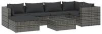 vidaXL Gartenlounge-Set, 7-tlg. Lounge Set mit Kissen Poly Rattan Grau