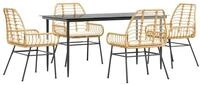 vidaXL Garten-Essgruppe 5-tlg. Garten-Essgruppe mit Kissen Braun Poly Rattan...
