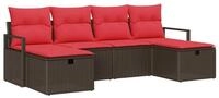 vidaXL Gartenlounge-Set Sofa Set mit Kissen 5 pcs Poly-Rattan, (5-tlg)