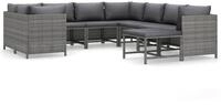 vidaXL Gartenlounge-Set 9-tlg. Garten-Lounge-Set mit Kissen Poly Rattan Grau,...