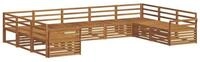 vidaXL Gartenlounge-Set Outdoor-Sofagarnitur 9 pcs Natur Massivholz, (9-tlg)