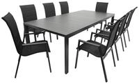 DEGAMO Garten-Essgruppe LAGOS XL Hochlehner, (9-tlg., 8x Stapelsessel, 1x