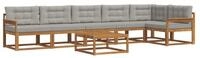vidaXL Gartenlounge-Set Outdoor-Sofagarnitur mit Kissen 7 pcs Nat&uuml;rlich und